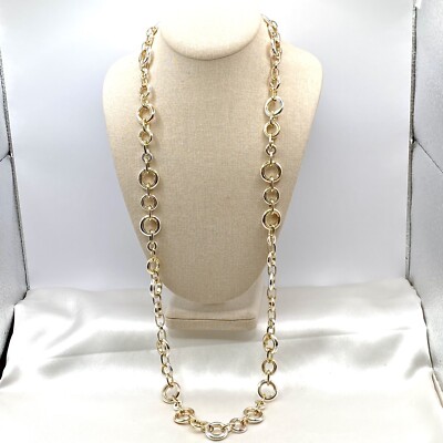 Vtg Land s End Gold Silver Tone Versatile Long Necklace Beach Statement Rare T