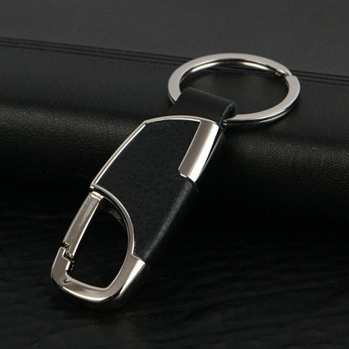 Silver Metal Leather Car Keychain Keyfob Key Chain Ring Keyring Accessories - Picture 4 of 12