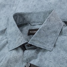 Ermenegildo Zegna Casual Button Down Shirt Size S Grayish Blue w/ Flowers