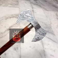 Viking Axe Handle 3 Fold Brown Wooden Walking Stick Cane Halloween Party Costume
