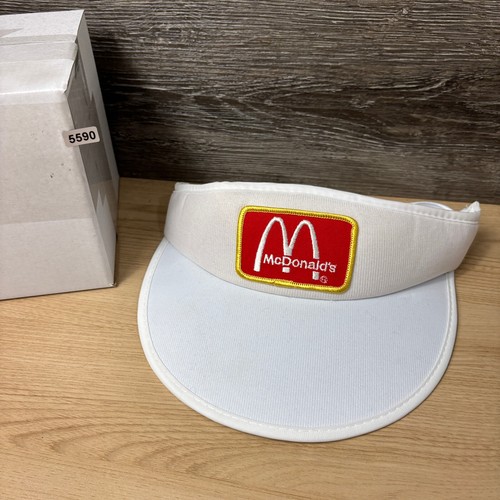 Vintage McDonalds Hat Cap Visor White Logo Patch Employee Adjustable 90s - Picture 7 of 7