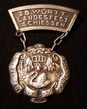 Abzeichen; 28. W&uuml;rttembergisches Landesfest-Schiessen, Schwenningen 1922;