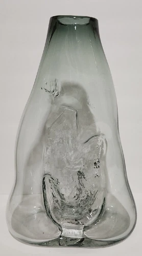 Jonynas And Don Shepherd Studio Pre Blenko Smokey Glass Free Form Vase 15" T