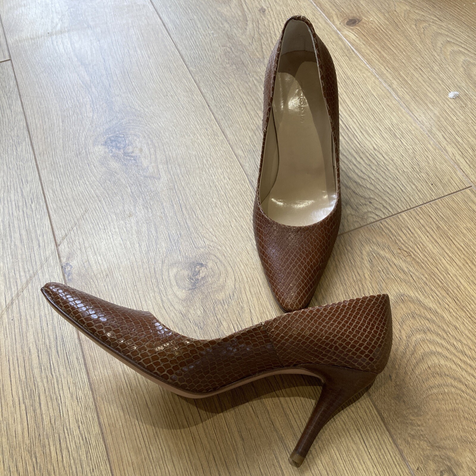 Vintage Brown Reptile Court Shoes by Hobbs, Size 36, New 5