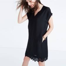 Madewell duskway black shift mini dress with pockets small