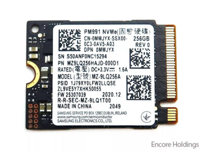 Dell 256 GB Solid State Drive - M.2 2230 - NVMe - PCI Express 3.0 x4 - MMJYX