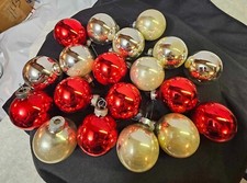 19pc mercury glass christmas ball ornament Made in USA, Silver Red- Xmas2- READ