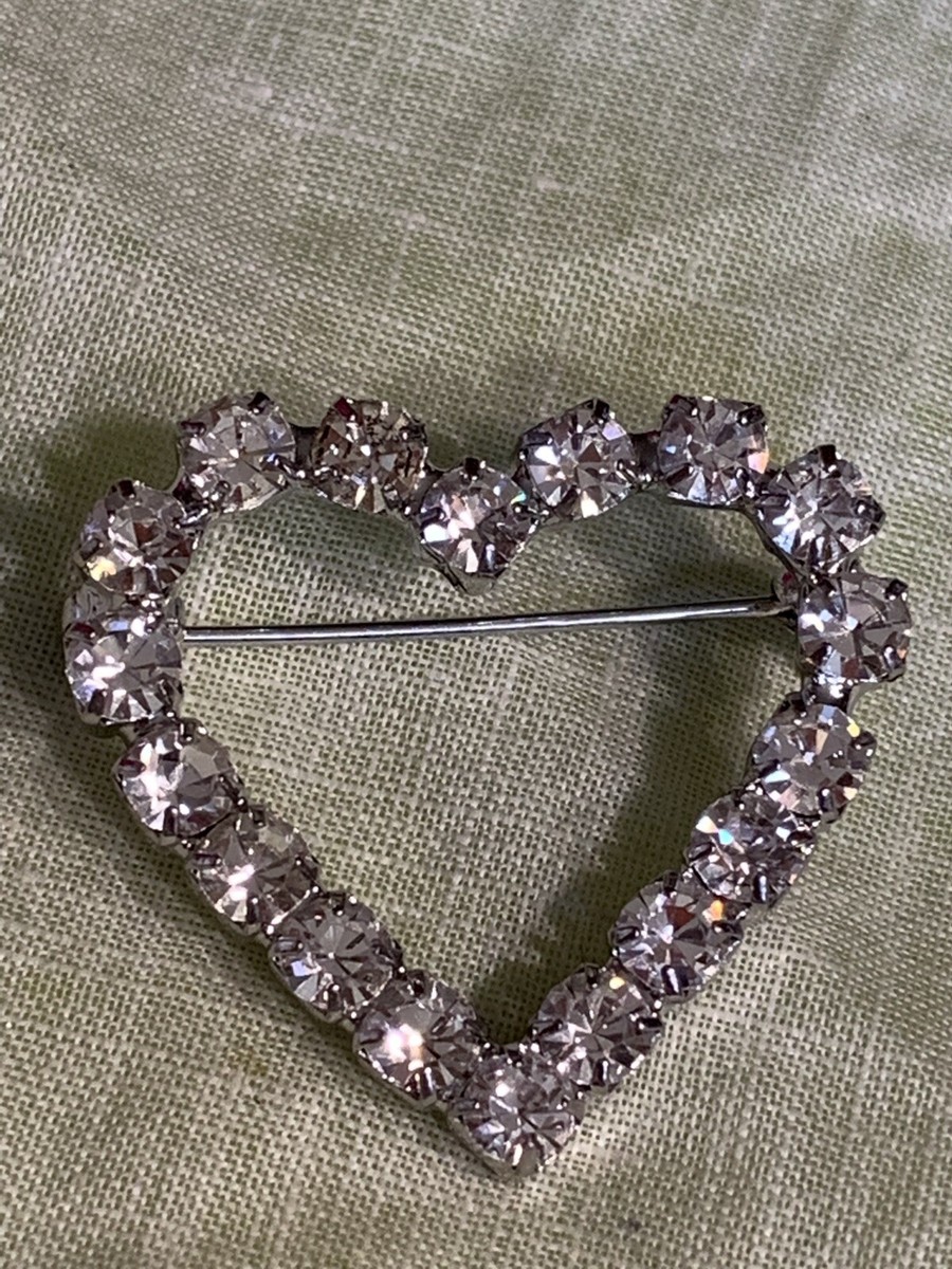 【Sinoon】 Beaded Heart Brooch / 追跡付 Silver Tone Rhinestone Heart Brooch Pin Jewelry XK-49 | eBay