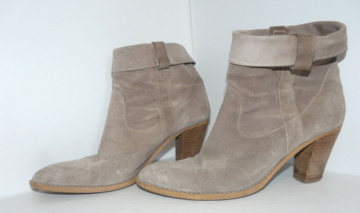 Bottines En Daim Gris Souris Minelli Pointure 41, Talon Carré 8 Cm - Occasion à Ressemeler