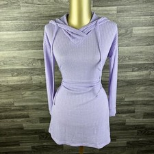 SHEIN Pullover Long Sleeve Purple Hooded Sweater Dress Women's Size Small (4)
