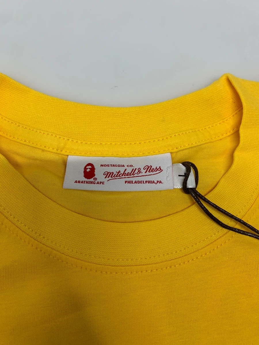New Mitchell & Ness T-shirt Short Sleeve Yellow Lakers Bape 93