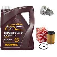 MotoröL Set 5W-30 5 Liter + ÖLfilter + ÖLablassschraube FüR Audi Q5 A4 2.0 TDI