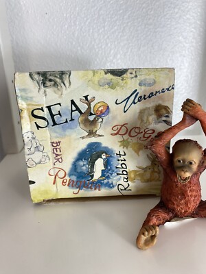 Pacific Gift Ware Figurine Orangutan Monkey Happy Sitting Arms Raised NEW BOX