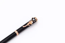 Pen for Women with Flower Clip and Gift Box, Black