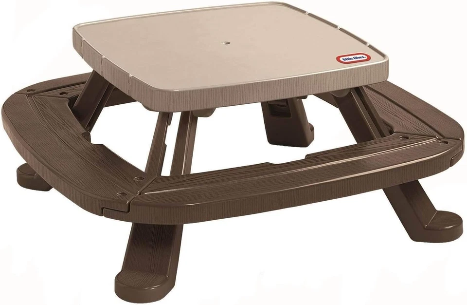 Little Tikes Fold 'n Store Picnic Table with Market Umbrella, Brown (632433M) - Image 3 of 4