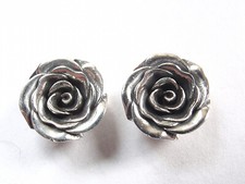 Rose Bud in Bloom 925 Sterling Silver Stud Earrings