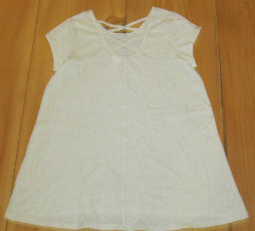 NEW Gymboree Girls Tunic Top Shirt Tee Ivory Beige Speckled Short Sleeve 14 (XL) - Picture 2 of 3