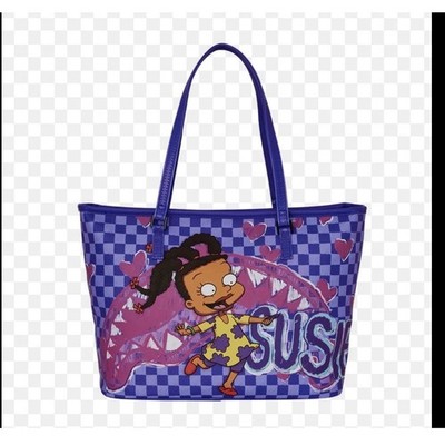 Nickelodeon Rugrats Susie Carmichael Purple Tote Bag Checkered Plastic