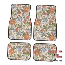 Print Floral Car Floor Mats Suitable for Cars SUVs Colorful Flowers A