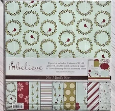 My Minds Eye i believe kit 12x12 Christmas Holiday paper die cuts red aqua green