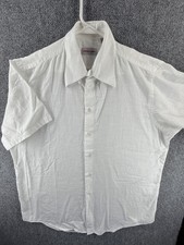 Versace Point Cotton 16 Classic Italy Short Sleeve White Solid Button Up Men