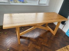 Large Pine Farmhouse Kitchen Dining Table 213.8 Cm 7 Foot Long Uk Delivery