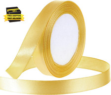 Champagne Gold Ribbon,5/8 Inches X 24 Yards Gold Solid Color Golden Satin Ribbon