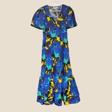 Christopher John Rogers for Target Blue Floral Maxi Dress V-Neck Puff Sleeve 4