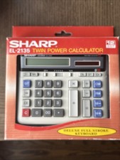 Sharp Elsi Mate EL-2135 Twin Power S12 Memory Safe Calculator Vintage W/Box