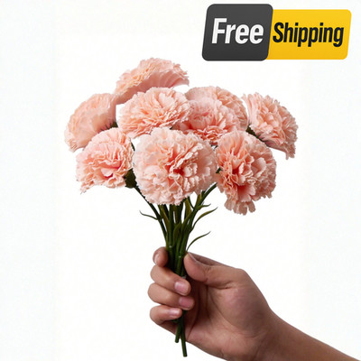 12PCS Artificial Carnation Flowers Silk Stem Wedding Funeral Bouquet Decor USA