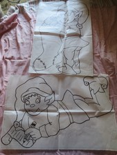 2 Vtg Woodworking Patterns Standing  Laying Elfs 3 foot tall