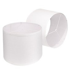White Lamp Shades Set of 2, Medium Fabric Lampshades, 13" x 13" x 10" Drum La...