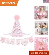 1/2 Birthday Party Cone Hat Half Way to One High Chair Banner Princess Headba...