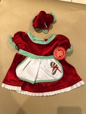 Build A Bear Mrs. Claus Red Velvet Candy Cane Dress w/Apron - Christmas