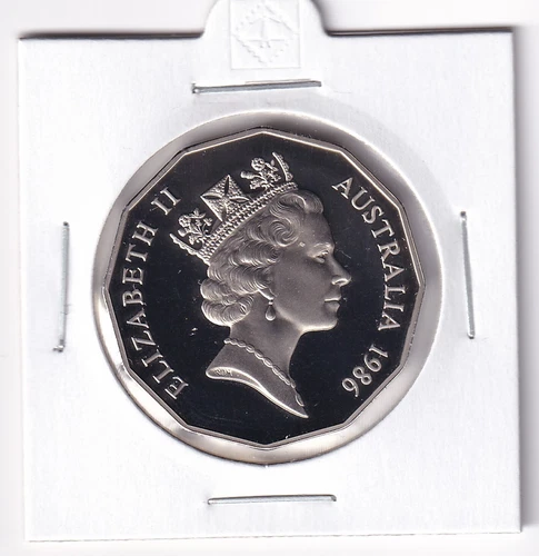 AUSTRALIAN PROOF: 1986 50 CENT COIN IN 2X2 HOLDER #2449