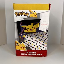 Pokemon 3-Piece Microfiber "Lighting Bolt" Twin Sheet Set Pok mon Pikachu