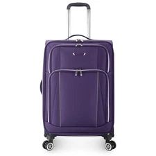 Lares Softside Expandable Luggage with Spinner Wheels, Purple, Checked 26-Inch