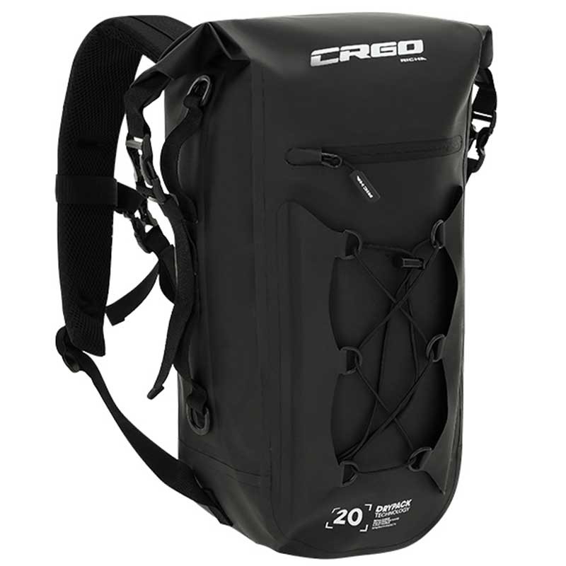 CRGO BY RICHA NIAGARA BLACK 20L ROLL TOP WATERPROOF MOTORCYCLE TRAVEL BACKPACK
