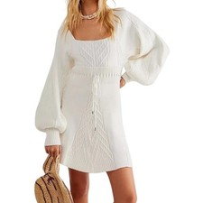 Free People Emmaline Sweater Dress in white M