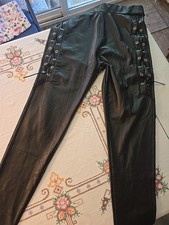 Brown Faux Leather Pants Women  s Small Waist Size 26/27, 27" Length