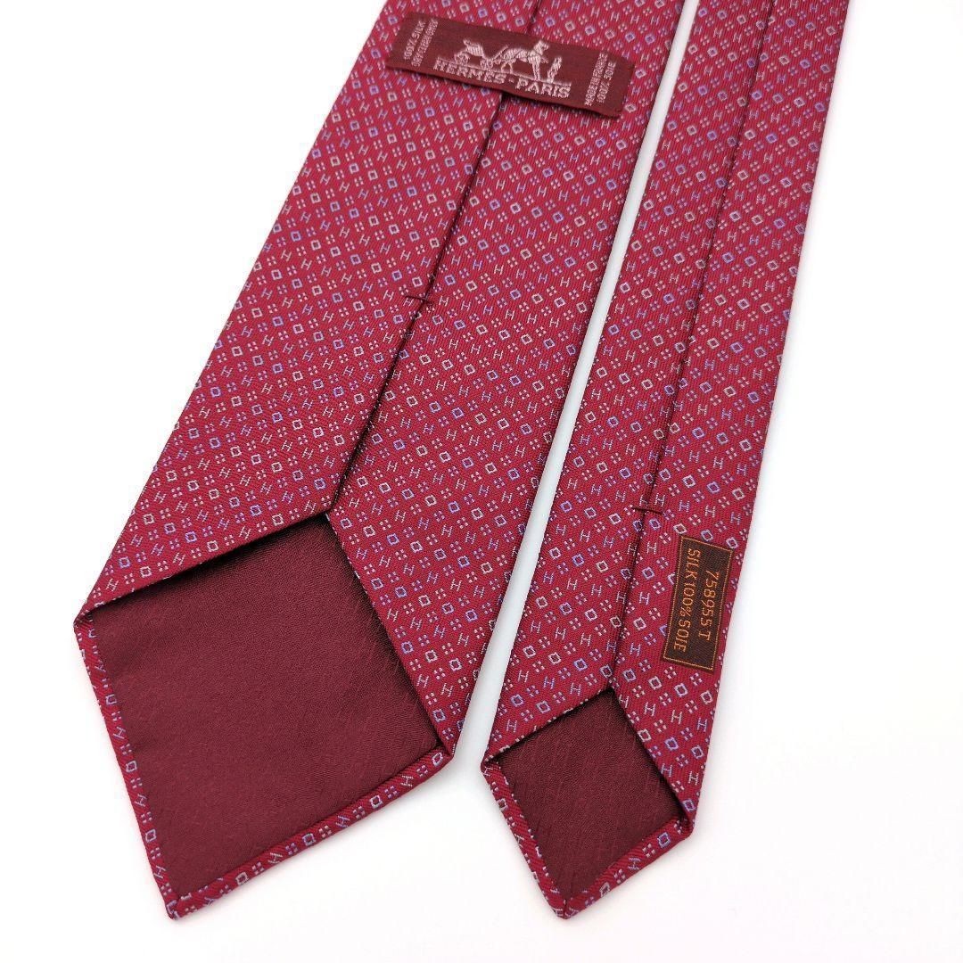 Item HERMES Tie Red H Pattern Small Pattern Jacqu… - image 4