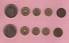 BU04c Kursmünzen SPANIEN 1937 - 1998 Fünf verschiedene