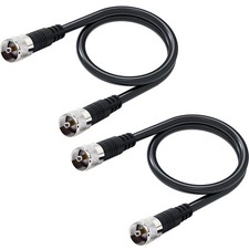 2ft RG8x Coax Cable 2-Pack Low Loss PL259 UHF Connector 50 ohm Black CB Radio