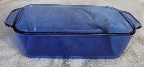 Vtg Pyrex 213-R Cobalt Blue Glass Bread Loaf Pan 1.5 Qt 1.5L  8.5”X4.5”x2.5” EUC