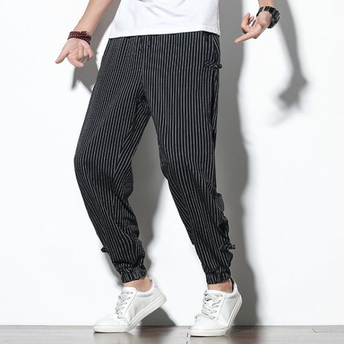 Lightweight and Trendy Mens Harem Pants with Stripe Pattern for Summer - Picture 9 of 68
