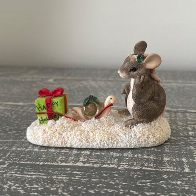 Silvestri Charming Tails  Waiting for Christmas  Mouse & Snail Figurine LE
