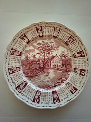Alfred Meakin CALENDAR PLATE Collectible Plate 1971 Red & White Excellent 9 in
