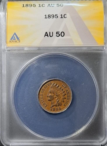 1895 indian head penny cent AU-50
