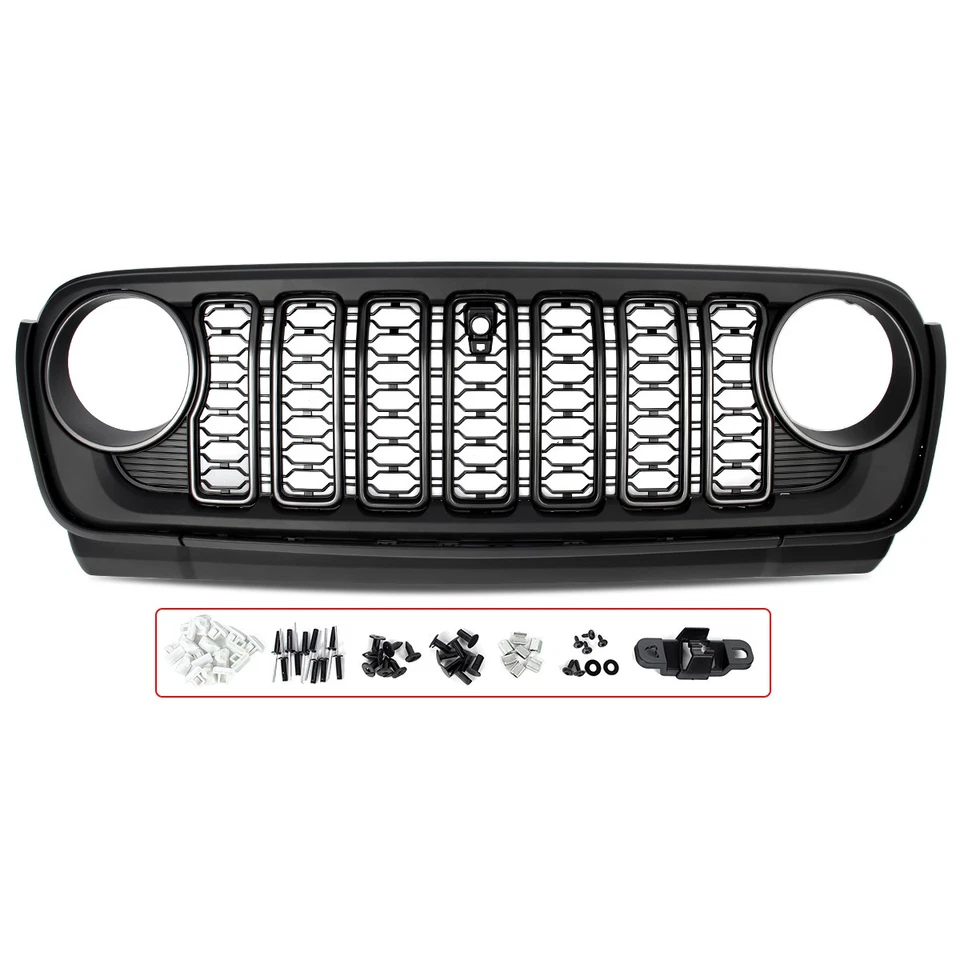 For 2018 2017 2019-2024 Jeep Wrangler JL Gladiator JT Front Grille Matte Black Foto 4 de 4