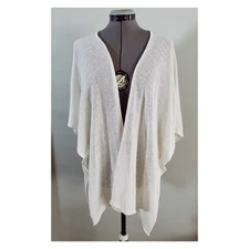 Eskandar OS Tabard Bone White Handloomed Linen Open Front Wrap Vest